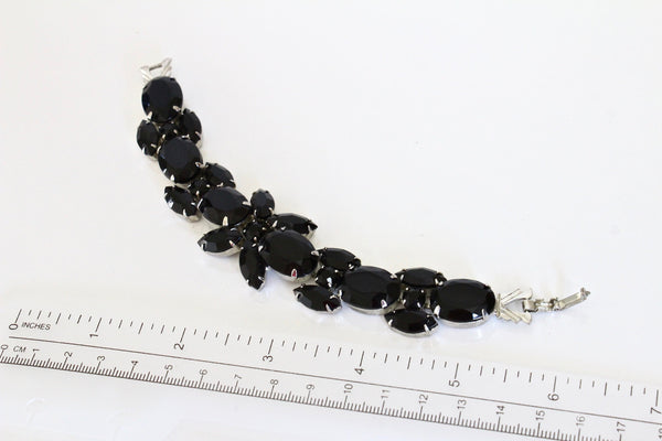 Weiss   Black Glass rhinestones  bracelet / Weiss  retro Black Glass bracelet #1922
