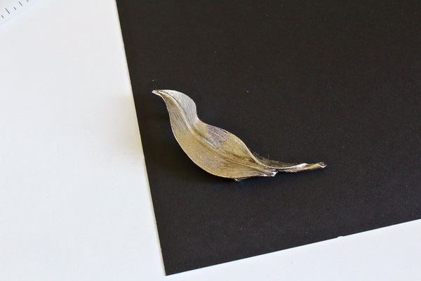 Marcel Boucher 1970s   Leaf  Brooch / Vintage Boucher  silver tone brooch   #2099/2