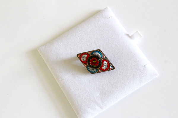 Italian Micro Mosaic  flower brooch/ 1960s Italy Micromosaic  flower brooch # 2090