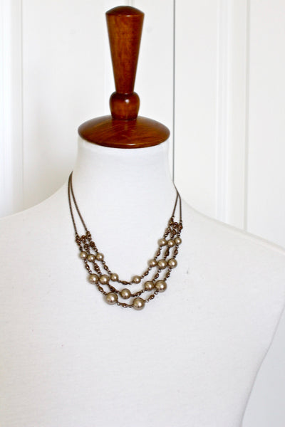 Givenchy Chain Faux  Pearl Petal Goldstone Necklace with topaz  rhinestones  # 1899