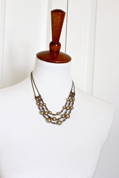 Givenchy Chain Faux  Pearl Petal Goldstone Necklace with topaz  rhinestones  # 1899