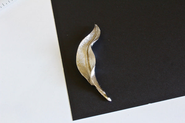 Marcel Boucher 1970s   Leaf  Brooch / Vintage Boucher  silver tone brooch   #2099/2