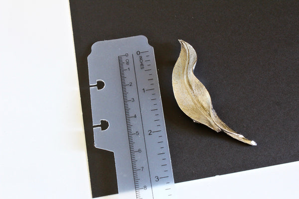 Marcel Boucher 1970s   Leaf  Brooch / Vintage Boucher  silver tone brooch   #2099/2