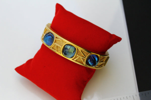 Dramatic  Givenchy   Sapphire blue  Lucite   Cabochon bangle  bracelet