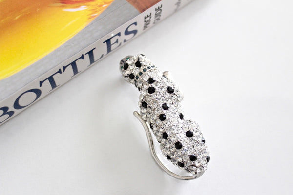 K.J.L. KENNETH JAY  LANE  Rhinestone Leopard/Cougar/Panther  Brooch/Pin # 2780