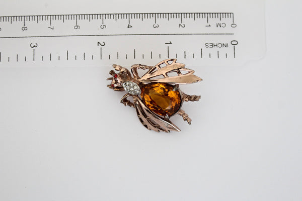 1950s Rare REJA Sterling Bee/ Fly / Insect /Figural  Brooch with Topaz  Belly #1859