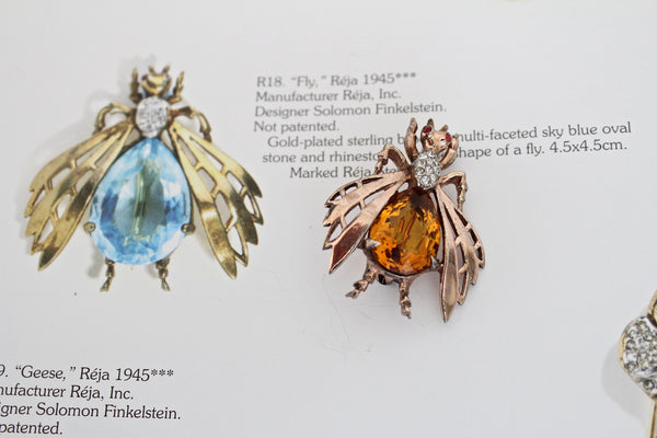 1950s Rare REJA Sterling Bee/ Fly / Insect /Figural  Brooch with Topaz  Belly #1859