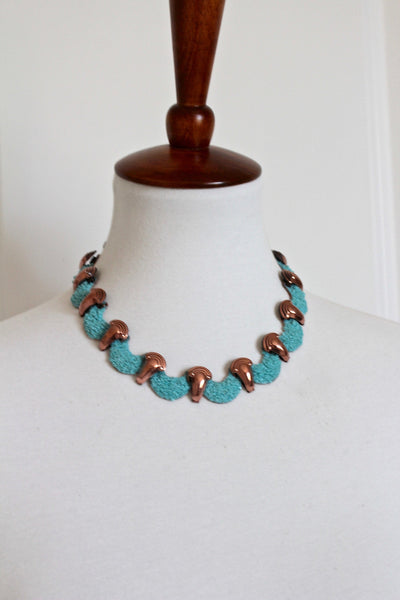 1950s-60s Matisse Renoir Copper and Turquoise Blue  sugar crystals , Enamel