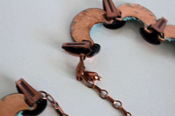 1950s-60s Matisse Renoir Copper and Turquoise Blue  sugar crystals , Enamel