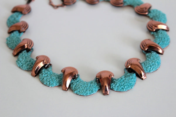 1950s-60s Matisse Renoir Copper and Turquoise Blue  sugar crystals , Enamel