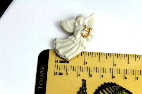 Vintage  Lenox Brooch Pin  White Porcelain 24k Gold Trim Angel # 2610