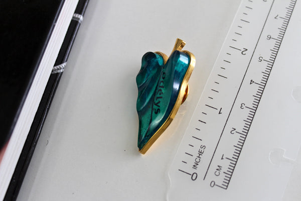 Vintage Guerlain Paris  Vintage Perfume brooch  with green Lucite  #2292