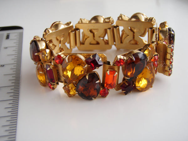 Unsigned Elster Multicolor Rhinestones Bracelet #2360