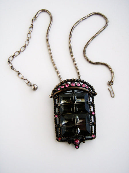 Sarah Coventry Midnight Madness  Art Deco Brooch/ Pendant #2362