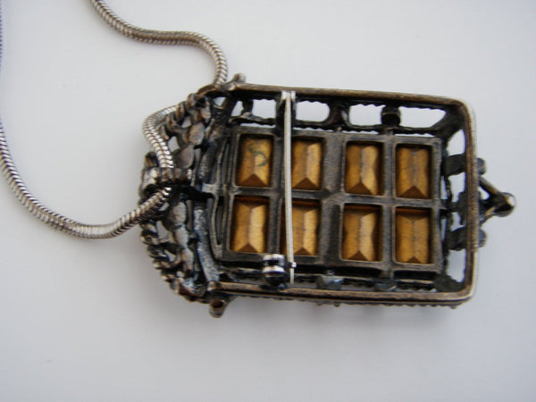Sarah Coventry Midnight Madness  Art Deco Brooch/ Pendant #2362