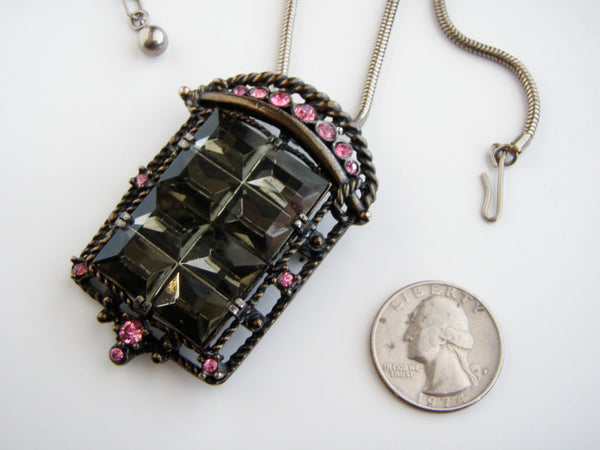 Sarah Coventry Midnight Madness  Art Deco Brooch/ Pendant #2362