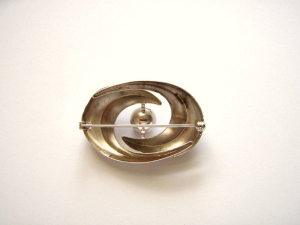 Sterling Silver Sterling silver Modernist Brooch with amethyst cabochon #2319