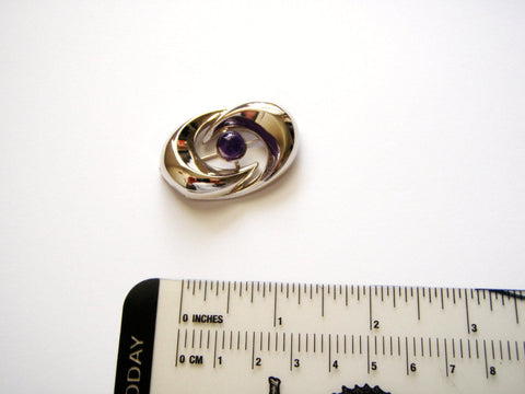 Sterling Silver Sterling silver Modernist Brooch with amethyst cabochon #2319