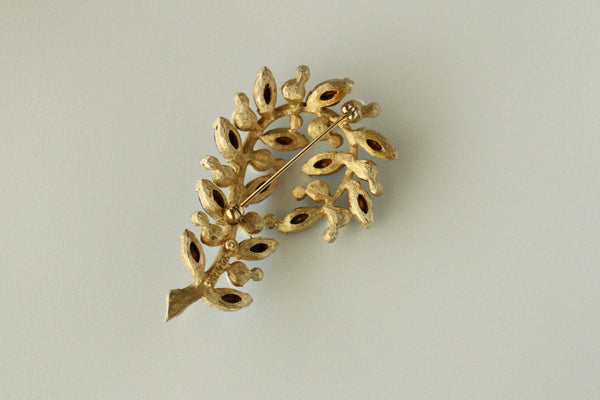 Signed KRAMER Royal  Blue rhinestones & faux pearls  Floral  Brooch #876