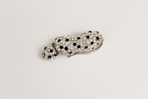 K.J.L. KENNETH JAY  LANE  Rhinestone Leopard/Cougar/Panther  Brooch/Pin # 2780