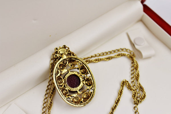 Celebrity  Moroccan Mosaic  Red  Pendant Necklace /Chain #2347