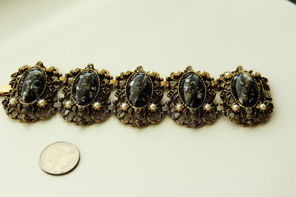 Signed Renaissance Black   Bracelet #137