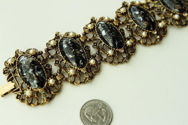 Signed Renaissance Black   Bracelet #137