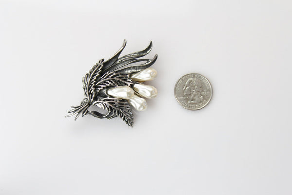 Tortolani Flower  Brooch with Faux Baroque Pearls #2406