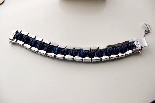 Rare Eisenberg  Royal Blue Melon & Baguette stone Bracelet # 324