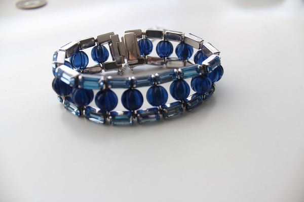 Rare Eisenberg  Royal Blue Melon & Baguette stone Bracelet # 324