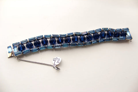 Rare Eisenberg  Royal Blue Melon & Baguette stone Bracelet # 324