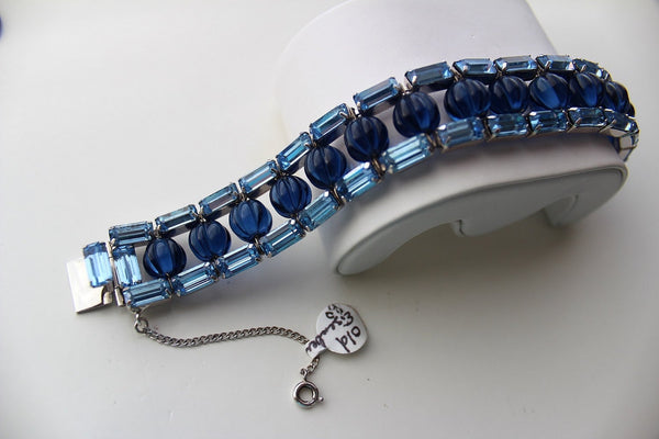 Rare Eisenberg  Royal Blue Melon & Baguette stone Bracelet # 324