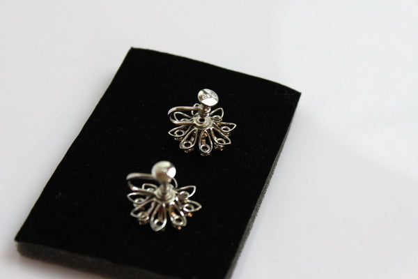 Signed B.N. Bugbee and Niles  Earrings with Clear  rhinestones  #334