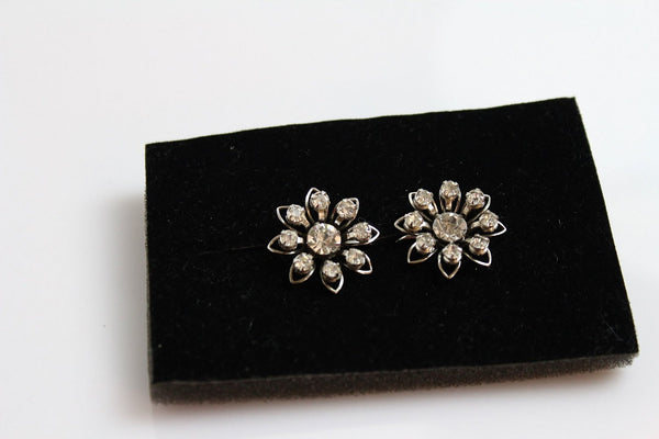 Signed B.N. Bugbee and Niles  Earrings with Clear  rhinestones  #334