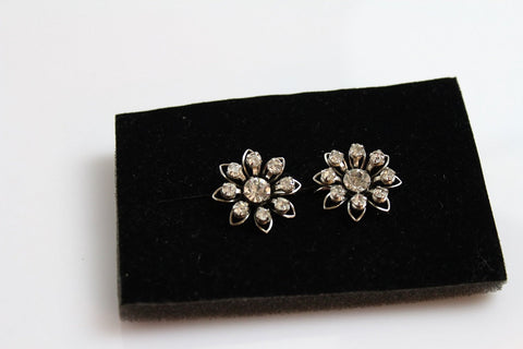 Signed B.N. Bugbee and Niles  Earrings with Clear  rhinestones  #334