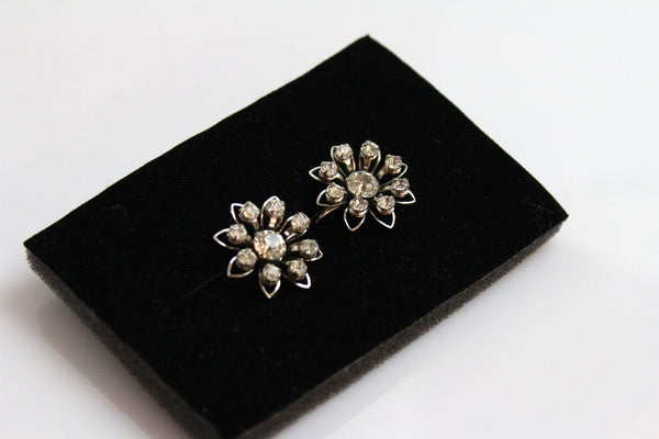Signed B.N. Bugbee and Niles  Earrings with Clear  rhinestones  #334