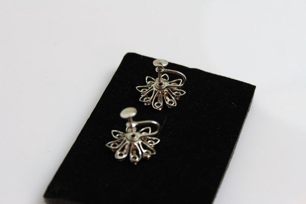 Signed B.N. Bugbee and Niles  Earrings with Clear  rhinestones  #334